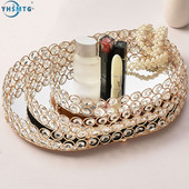 Tükör dekoratív tálcák Luxus dekor ékszerek tárolása Különféle tárgyak tárolása Dekoratív tálaló edények Tányér tartozékok Szervezet