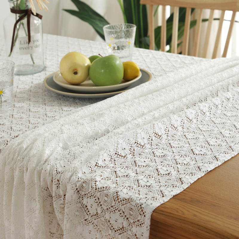 Bijeli vintage stolnjak Svadbeni dekor Čipkasti stolnjak Jacquard stolnjak Dekorativni čajni stolnjak Dekoracija kućnog stola