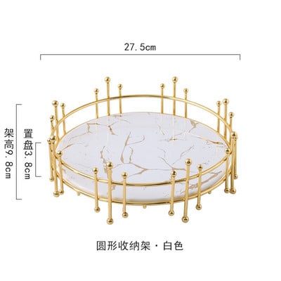 Európai stílusú kreatív fürdőszobai tárolótálca tálca hálószoba asztali fésülködőasztal ékszertartó fehér márvány tárolóállvány