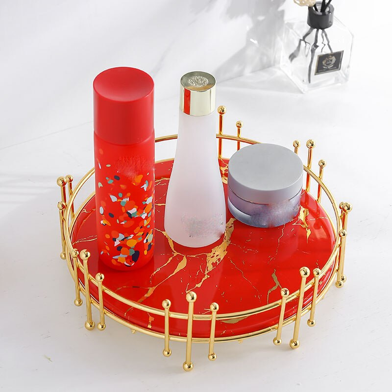 Európai stílusú kreatív fürdőszobai tárolótálca tálca hálószoba asztali fésülködőasztal ékszertartó fehér márvány tárolóállvány