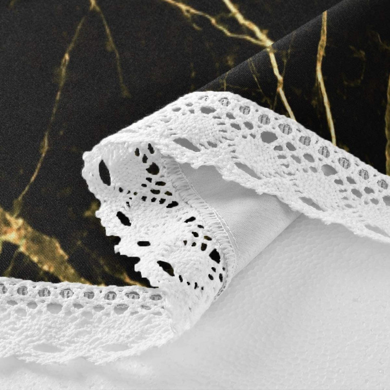 Juodojo marmuro aukso apvalios staltiesės namų virtuvei restoranų valgomojo stalai, vandeniui atspari dėmėms ir raukšlėms atspari staltiesė