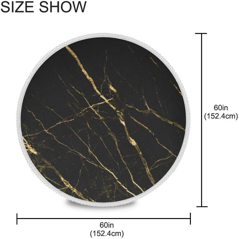 Juodojo marmuro aukso apvalios staltiesės namų virtuvei restoranų valgomojo stalai, vandeniui atspari dėmėms ir raukšlėms atspari staltiesė