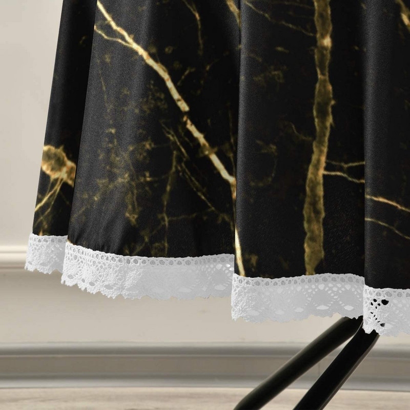 Juodojo marmuro aukso apvalios staltiesės namų virtuvei restoranų valgomojo stalai, vandeniui atspari dėmėms ir raukšlėms atspari staltiesė