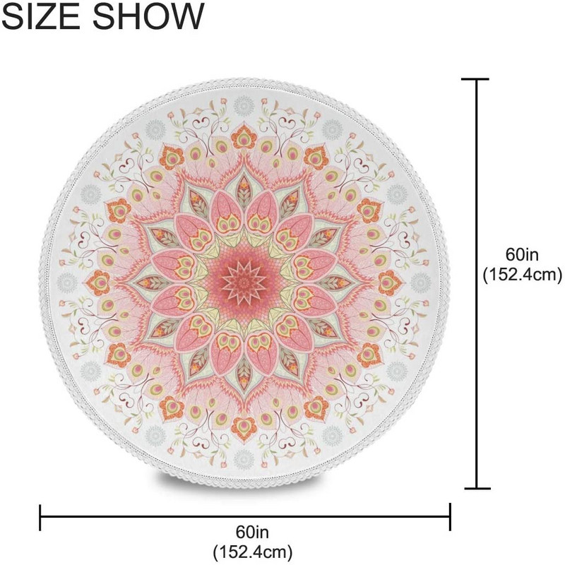 Indiai virágos pávatollak és Paisley kerek vacsoraterítő Hagyományos mandala poliészter fehér csipke terítő 60 hüvelykes