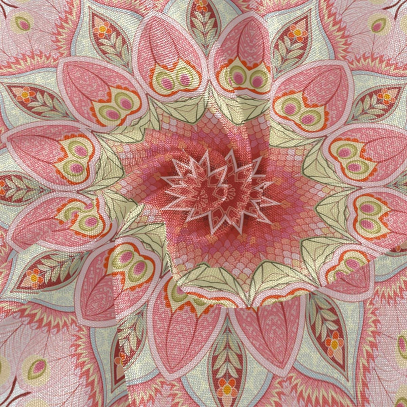 Indiai virágos pávatollak és Paisley kerek vacsoraterítő Hagyományos mandala poliészter fehér csipke terítő 60 hüvelykes