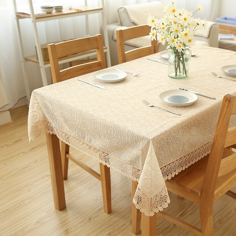 Uhke roosi pastoraalne pits laudlinad ristkülikukujulised valge õõnes tikandiga laudlina Euroopa ümarlaudlina pulmadekoor