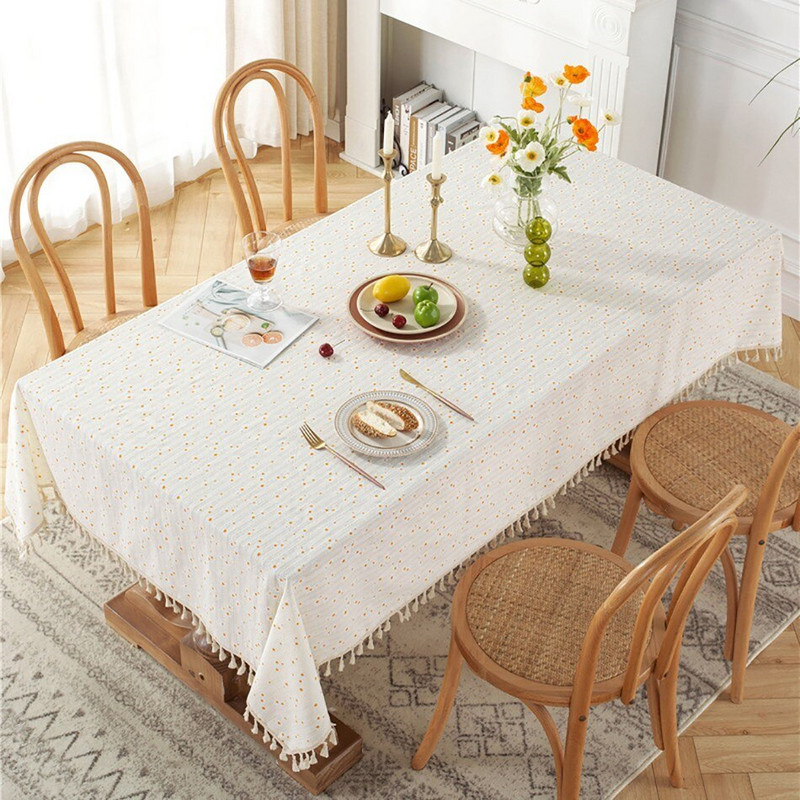 Față de masă Bucătărie Cafea Față de masă dreptunghiulară galbenă Model alb Tazer pentru acasă Sufragerie Petrecere în aer liber Picnic Covoraș de gazon