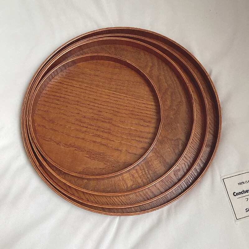 Skandináv fatálca Egyszerű, kerek tálalótálca Retro tálalótál Gyümölcs desszert tárolótálca Kozmetikai bemutató tányér szoba dekoráció