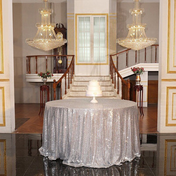 Τραπεζομάντιλο με στρογγυλή κεντητή παγιέτα Τραπεζομάντιλο ροζ χρυσό παγιέτες γκλίτερ για διακόσμηση γαμήλιου πάρτι σπιτιού Επιτραπέζια καλύμματα τραπεζιού