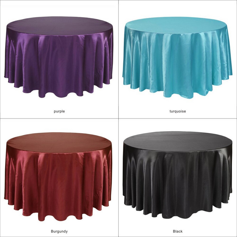 21 spalvos 120 colių apvalios satino staltiesės Vienspalvė staltiesė, skirta vestuvių vakarėliui restorano banketų dekoravimui