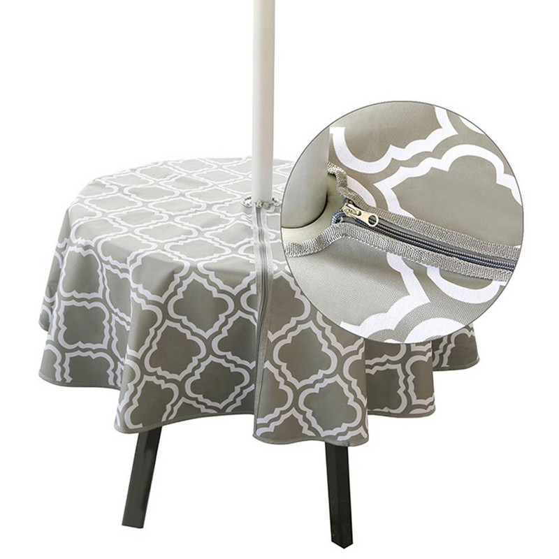 Vodootporni stolnjak s rupom za kišobran s patentnim zatvaračem 600D Oxford platneni pokrivač za stol za zabave u dvorištu, roštilje, obiteljska okupljanja