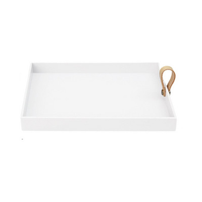 Tavă de depozitare pătrată, culoare solidă, din piele PU, cu mâner, tavă pentru dormitor, pentru birou, cosmetice decorative, bijuterii, articole diverse, organizator de afișare