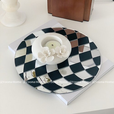 Šaškių lentos dėklas fotografavimui Akrilo veidrodinis padėklas pozuojantis dekoratyvinis rekvizitas Šiuolaikinės mados darbalaukio dekoravimas laikymo dėklas