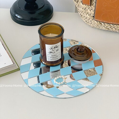 Šaškių lentos dėklas fotografavimui Akrilo veidrodinis padėklas pozuojantis dekoratyvinis rekvizitas Šiuolaikinės mados darbalaukio dekoravimas laikymo dėklas