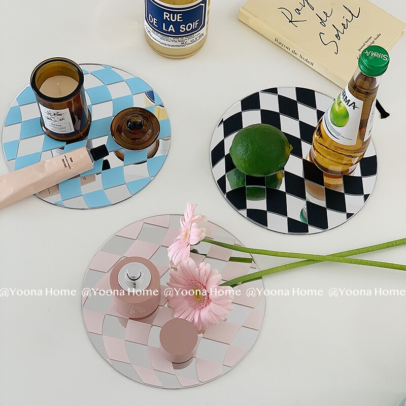 Šaškių lentos dėklas fotografavimui Akrilo veidrodinis padėklas pozuojantis dekoratyvinis rekvizitas Šiuolaikinės mados darbalaukio dekoravimas laikymo dėklas