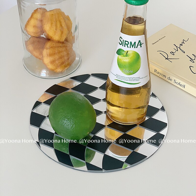 Šaškių lentos dėklas fotografavimui Akrilo veidrodinis padėklas pozuojantis dekoratyvinis rekvizitas Šiuolaikinės mados darbalaukio dekoravimas laikymo dėklas