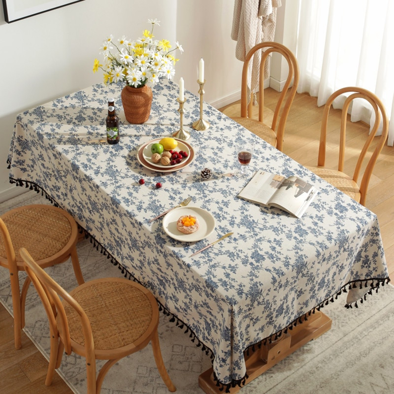 Retro cvjetni stolnjak za stol tapete Pravokutni stolnjak Pamuk i lan Vjenčana dekoracija Pokrivač stola nappe de table