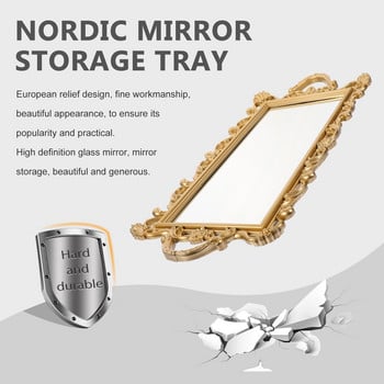 Tray Mirror Mirrored Vanity Jewelry Organizer Δίσκοι Διακοσμητικό κομμό αρωμάτων Σερβίρισμα Μεταλλικά Vintage Centerpieces Drinks Κερί