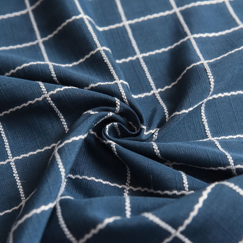 Față de masă din in carouri cu dungi bleumarin cu ciucuri Husă de masă dreptunghiulară impermeabilă Toalha De Mesa