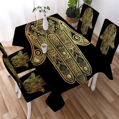 BeddingOutlet Golden Mandala stolnjak Star Moon Vodootporni stolnjak s navlakama za stolice Cvjetni ukrasni pokrivač za stol 140x200