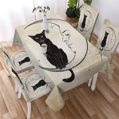 BeddingOutlet Golden Mandala stolnjak Star Moon Vodootporni stolnjak s navlakama za stolice Cvjetni ukrasni pokrivač za stol 140x200