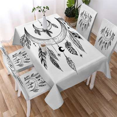 BeddingOutlet Golden Mandala stolnjak Star Moon Vodootporni stolnjak s navlakama za stolice Cvjetni ukrasni pokrivač za stol 140x200