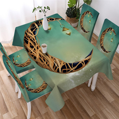 BeddingOutlet Golden Mandala stolnjak Star Moon Vodootporni stolnjak s navlakama za stolice Cvjetni ukrasni pokrivač za stol 140x200