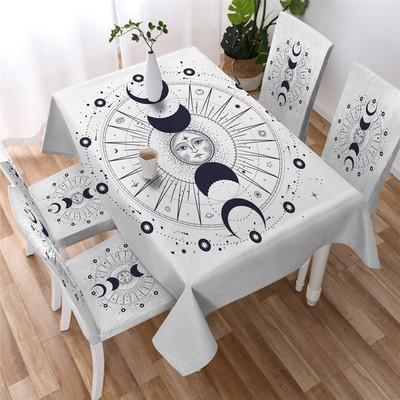 BeddingOutlet Golden Mandala stolnjak Star Moon Vodootporni stolnjak s navlakama za stolice Cvjetni ukrasni pokrivač za stol 140x200