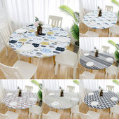 Față de masă rotundă din poliester cu margini elastice, rezistentă la ulei, față de masă, rezistentă la ulei, pentru camera de zi Față de masă pentru bucătărie, decor acasă