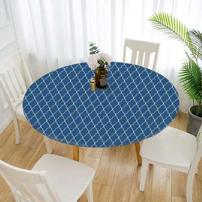 Față de masă rotundă din poliester cu margini elastice, rezistentă la ulei, față de masă, rezistentă la ulei, pentru camera de zi Față de masă pentru bucătărie, decor acasă