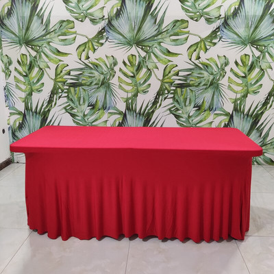 Įtempti stačiakampiai staltiesės spandeksiniai stalo sijonai Ilgi stalai Plaunami raukšlėms atsparūs stalo užvalkalai 6 pėdų 4 pėdų 8 pėdų pritaikytas stalas