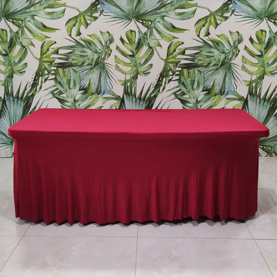 Įtempti stačiakampiai staltiesės spandeksiniai stalo sijonai Ilgi stalai Plaunami raukšlėms atsparūs stalo užvalkalai 6 pėdų 4 pėdų 8 pėdų pritaikytas stalas