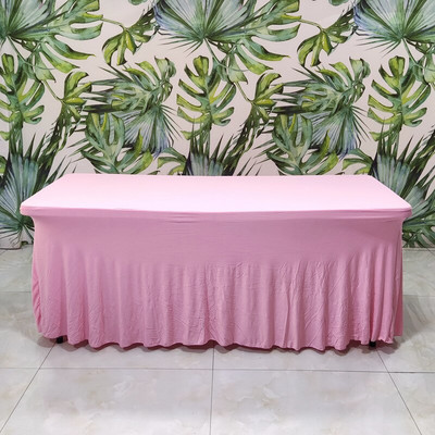 Įtempti stačiakampiai staltiesės spandeksiniai stalo sijonai Ilgi stalai Plaunami raukšlėms atsparūs stalo užvalkalai 6 pėdų 4 pėdų 8 pėdų pritaikytas stalas