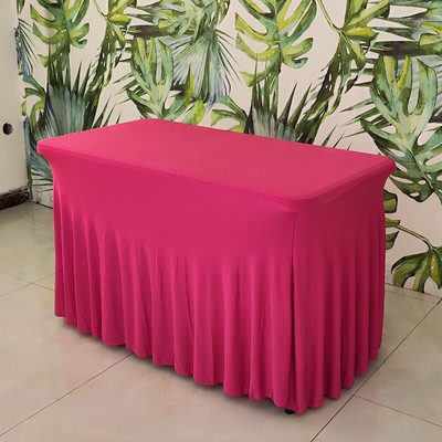 Įtempti stačiakampiai staltiesės spandeksiniai stalo sijonai Ilgi stalai Plaunami raukšlėms atsparūs stalo užvalkalai 6 pėdų 4 pėdų 8 pėdų pritaikytas stalas