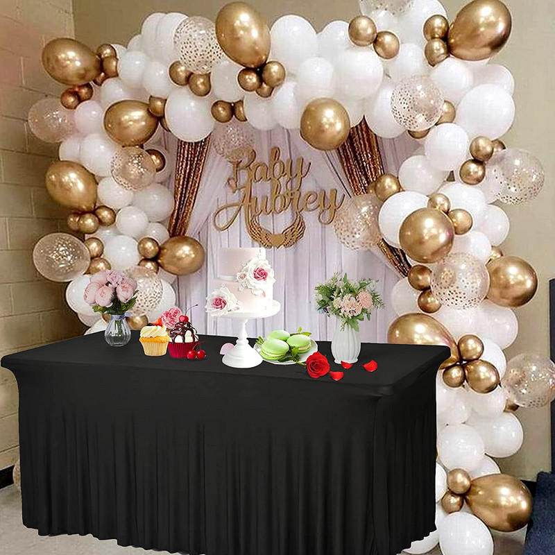 Įtempti stačiakampiai staltiesės spandeksiniai stalo sijonai Ilgi stalai Plaunami raukšlėms atsparūs stalo užvalkalai 6 pėdų 4 pėdų 8 pėdų pritaikytas stalas