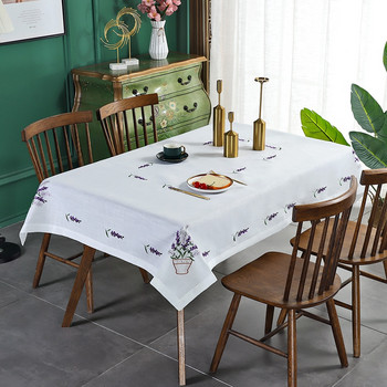 Нов дизайн Бродирана ленена покривка за маса Декоративна покривка за декорация на маса за хранене Уникален модел Бродирана покривка