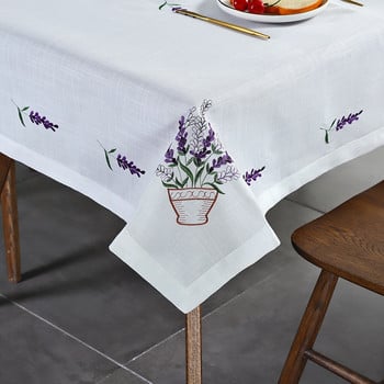 Нов дизайн Бродирана ленена покривка за маса Декоративна покривка за декорация на маса за хранене Уникален модел Бродирана покривка