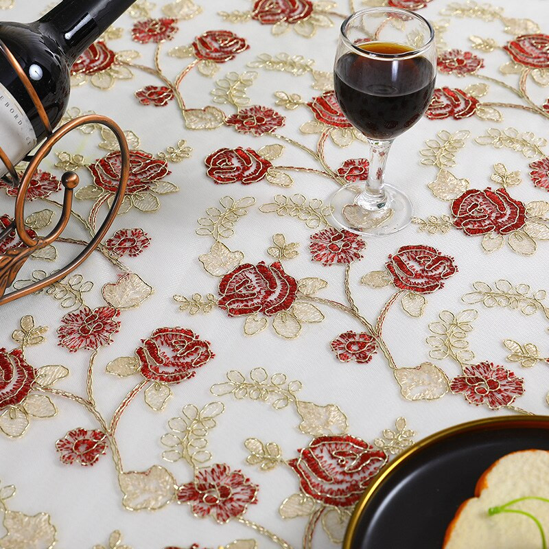 Ebédlőterítő Luxus kerek csipke hímzés asztalterítő otthoni csipke terítő esküvői bankett dekoratív asztalterítő