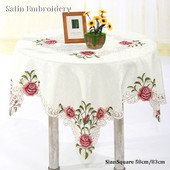 Luksuzni čipkani satenski kvadratni izvezeni pokrivač za stol platneni ručnik kuhinjski božićni stolnjak prostirka za uređenje doma za vjenčanje