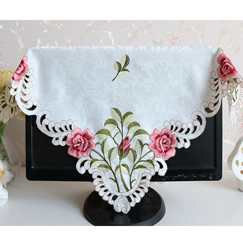Luksuzni čipkani satenski kvadratni izvezeni pokrivač za stol platneni ručnik kuhinjski božićni stolnjak prostirka za uređenje doma za vjenčanje