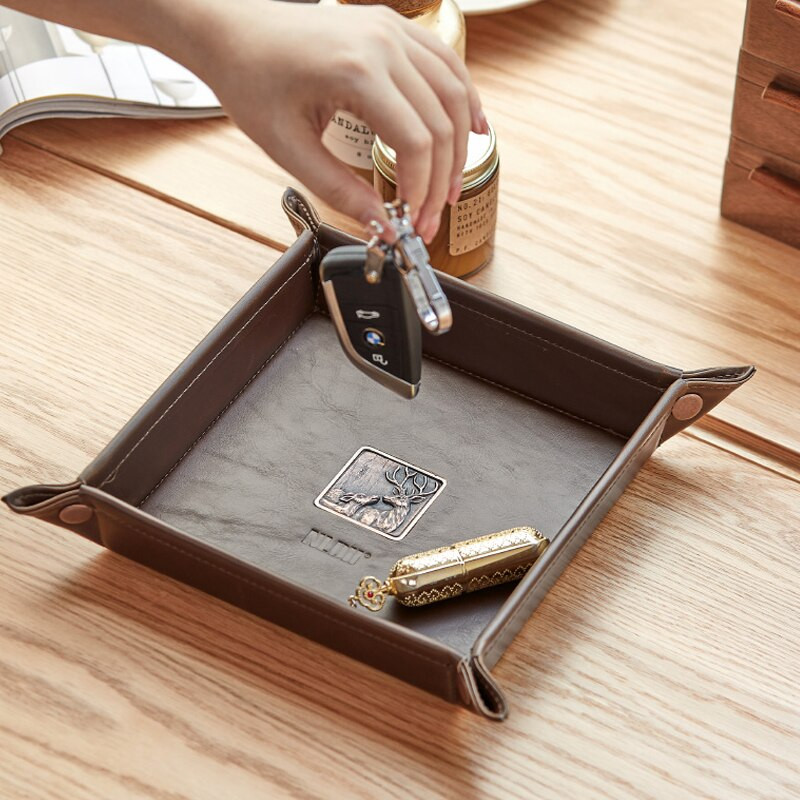 JINSERTA PU bőr inas csecsebecse Összecsukható kockadobó tálca Összecsukható retro otthoni ékszergyűrűs tálca Különféle tárolódobozok