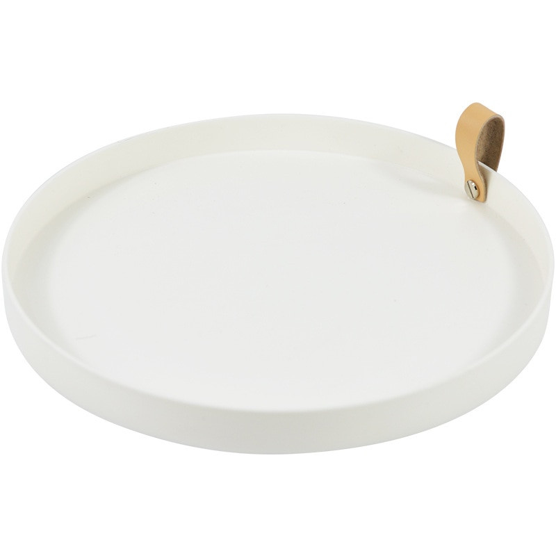 Kreatívny tácka s rukoväťou z PU kože, kozmetika, rôzne drobné predmety, stolový úložný tanier na disky 26 cm