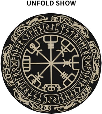 Viking Nordic Celtic Symbol Кръгла покривка за маса Плат за бюро Миеща се покривка за маса Покривка за маса за кухня Декорация на маса за хранене 60 инча