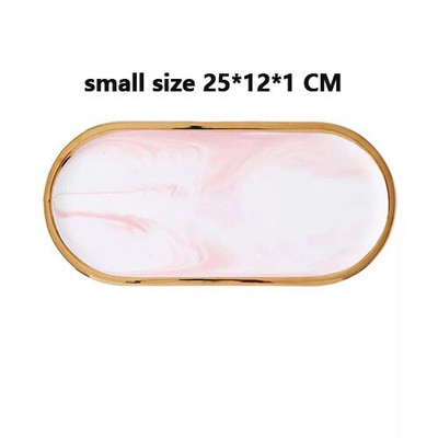 Luksuzni ružičasto plavi crni mramorni keramički pladanj za pohranu Ovalni elipsasti pladanj s voćem Ukrasni tanjur Posuda za pohranjivanje nakita i deserta