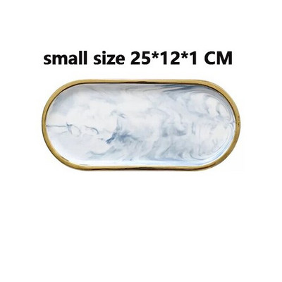 Luksuzni ružičasto plavi crni mramorni keramički pladanj za pohranu Ovalni elipsasti pladanj s voćem Ukrasni tanjur Posuda za pohranjivanje nakita i deserta