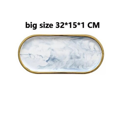 Luksuzni ružičasto plavi crni mramorni keramički pladanj za pohranu Ovalni elipsasti pladanj s voćem Ukrasni tanjur Posuda za pohranjivanje nakita i deserta