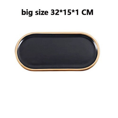 Luksuzni ružičasto plavi crni mramorni keramički pladanj za pohranu Ovalni elipsasti pladanj s voćem Ukrasni tanjur Posuda za pohranjivanje nakita i deserta