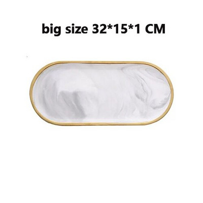 Luksuzni ružičasto plavi crni mramorni keramički pladanj za pohranu Ovalni elipsasti pladanj s voćem Ukrasni tanjur Posuda za pohranjivanje nakita i deserta