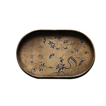 Δίσκος αποθήκευσης European Brass Retro Floral Relief Διακοσμητικό Δοχείο Καλλυντικών Υπνοδωματίου Τραπεζάκι σαλονιού Επιτραπέζιο Οργάνωση φλυτζανιών τσαγιού