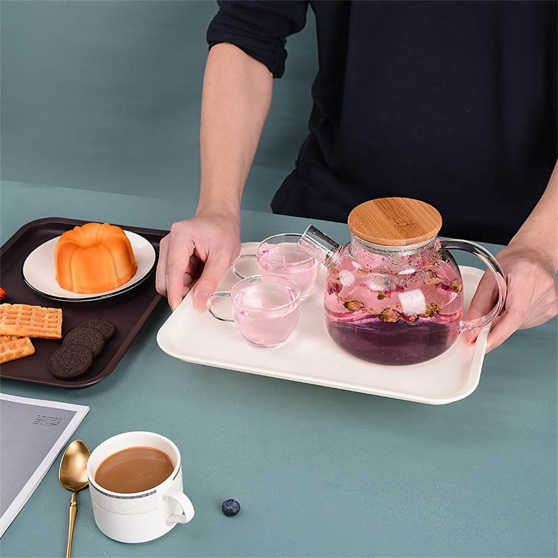 Pravokutni pladanj, plastični tanjur za jelo, nordijski bijeli voćni kolač, pladanj za pohranu, tanjur za posluživanje, hotelsko kućanstvo, kuhinjski pribor